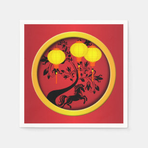 Serviette En Papier Élégante lanternes d'or du Nouvel An chinois