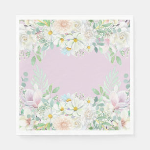 Serviette En Papier Elégante Lavande Pastel Jardin Floral Anniversaire