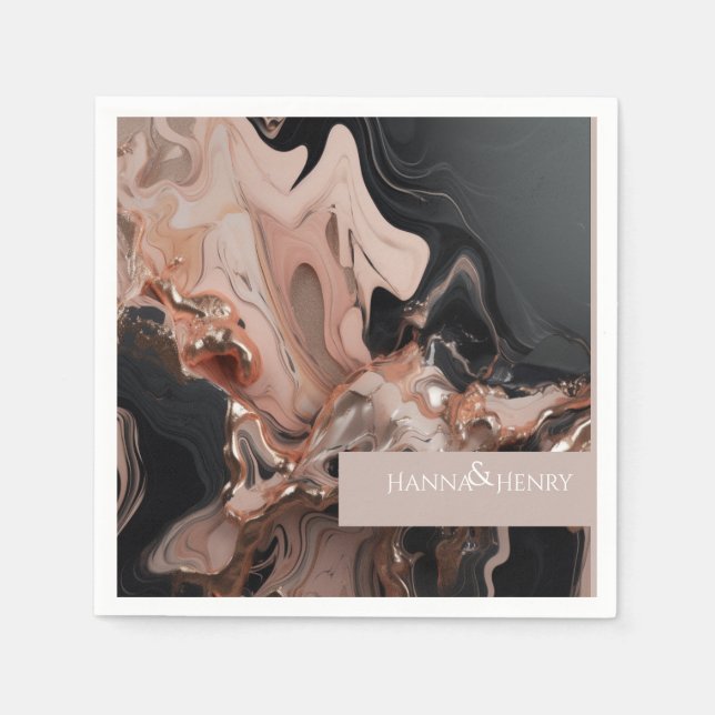 Serviette En Papier Elégante lumière taupe Marbre texture invitation (Devant)