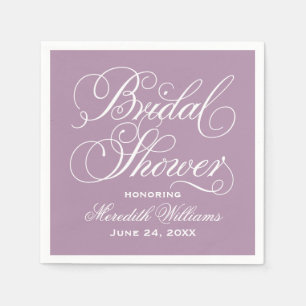 Serviette En Papier Élégante Mariage de calligraphie violette Fête des