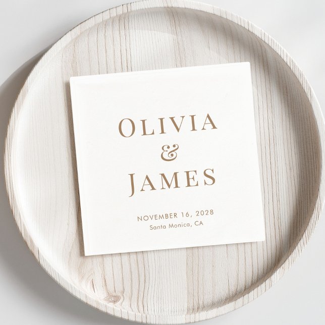 Serviette En Papier Élégante mariée Monogramme Mariage or blanc (Créateur téléchargé)