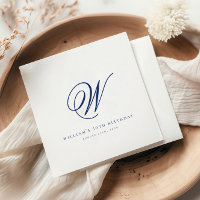 Elégante Marine initiale Blue Anniversaire serviet