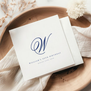 Serviette En Papier Elégante Marine initiale Blue Anniversaire serviet