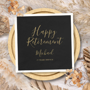 Serviette En Papier Élégante Partie de retrait de script noir et or