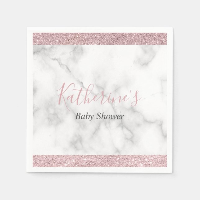 Serviette En Papier Elégante parties scintillant rose or baby shower e (Devant)