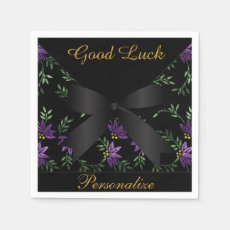 Serviette En Papier Élégante Parties scintillant violet Floral
