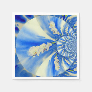 Serviette En Papier Elégante peinture à l'aquarelle d'orchidée blanche