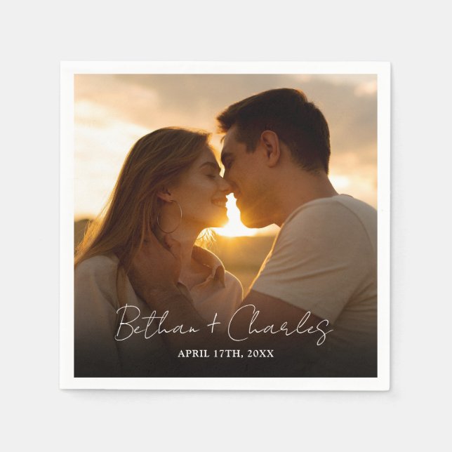 Serviette En Papier Élégante photo de script minimaliste (Devant)