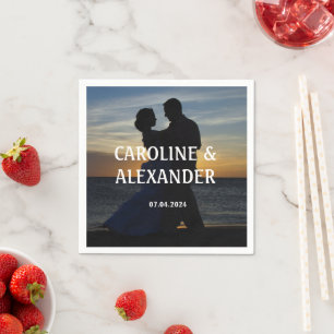 Serviette En Papier Élégante photo Sunset Summer Chic Mariage
