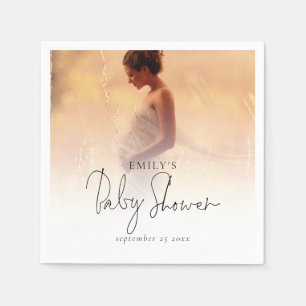 Serviette En Papier Élégante photo superposition Baby shower neutre ge