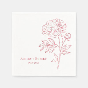 Serviette En Papier Elégante Pierre rouge Fleur Mariage moderne