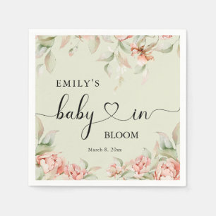 Serviette En Papier Élégante pivoines florales Baby in Bloom Baby show