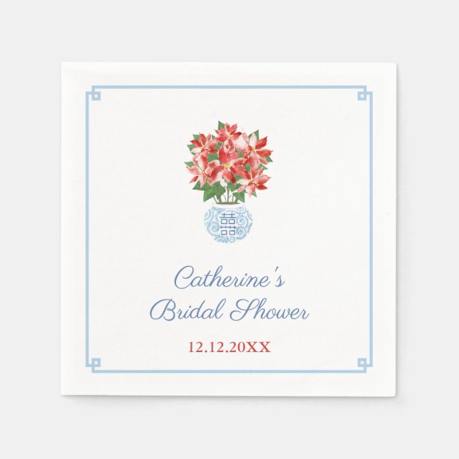 Serviette En Papier Élégante Poinsettia Dames Fêtes Déjeuner (Devant)