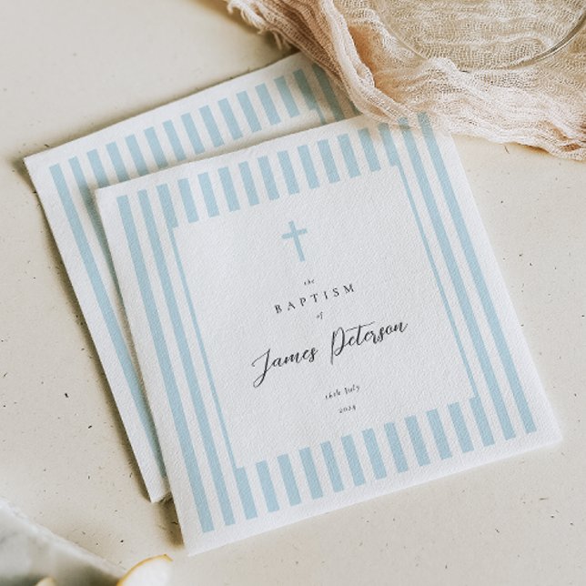 Serviette en papier élégante pour baptême à rayure (Créateur téléchargé)