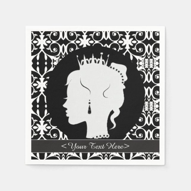 Serviette En Papier Élégante Princesse personnalisée Silhouette servie (Devant)