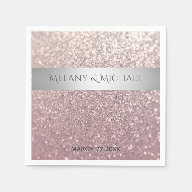 Serviette En Papier Élégante rayure moderne argentée (Devant)