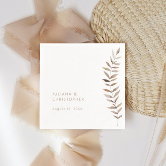 Serviette En Papier Élégante Réception de Mariage avec Feuillage de Pe (Créateur téléchargé)