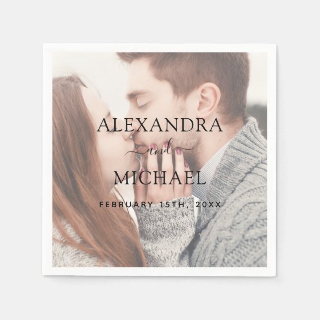 Serviette En Papier Elégante Réception de mariage photo moderne transp (Devant)