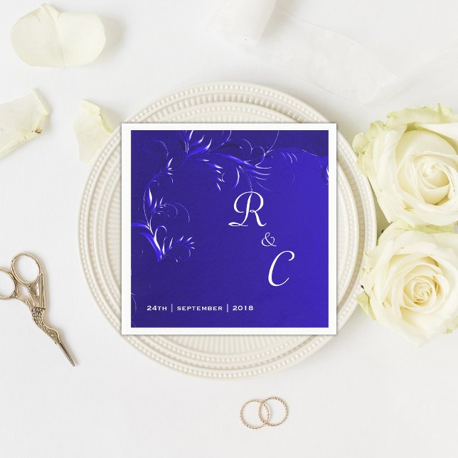 Serviette En Papier Elégante Réception de mariage Royal Blue (Créateur téléchargé)