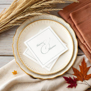 Serviette En Papier Elégante Réception De Mariage Sage Personnalisée