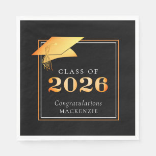 Serviette En Papier Élégante remise de diplômes 2026 Faux métallisé or