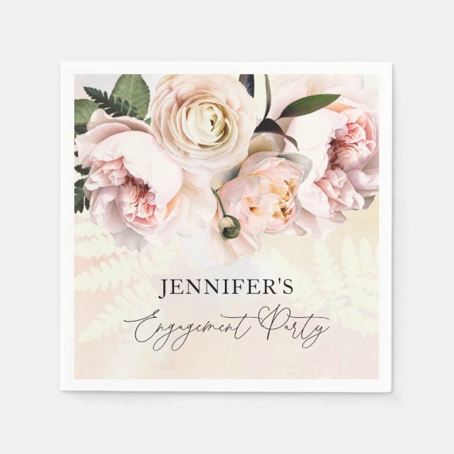 Serviette en papier élégante rose florale pour fia (Devant)