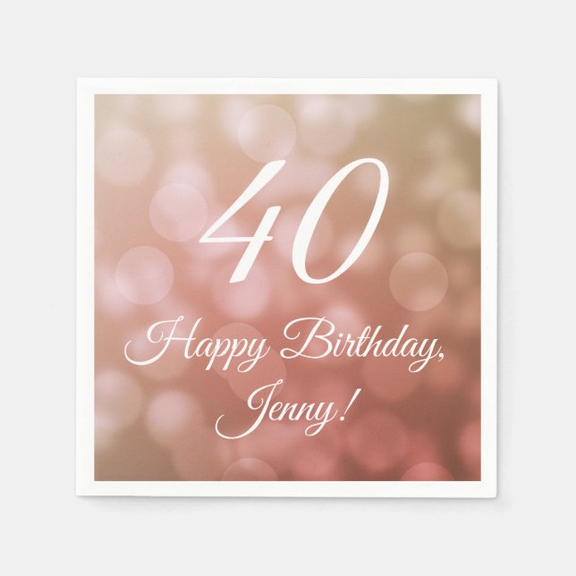 Serviette En Papier Élégante serviettes de 40e anniversaire pour elle  (Devant)