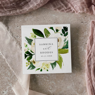 Serviette En Papier Élégante serviettes de Mariage Floral Blanc