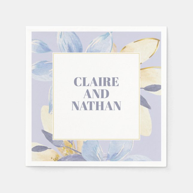 Serviette En Papier Élégante serviettes de Mariage floral violet (Devant)