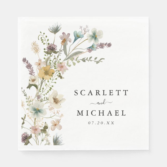 Serviette En Papier Élégante serviettes Mariage Floral (Devant)