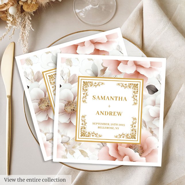 Serviette En Papier Élégante serviettes mariages couleur rose pâle (Elegant dusty pink watercolor wedding napkins)
