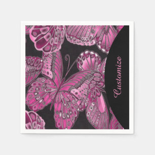 Serviette En Papier Élégante serviettes Motifs papillon rose