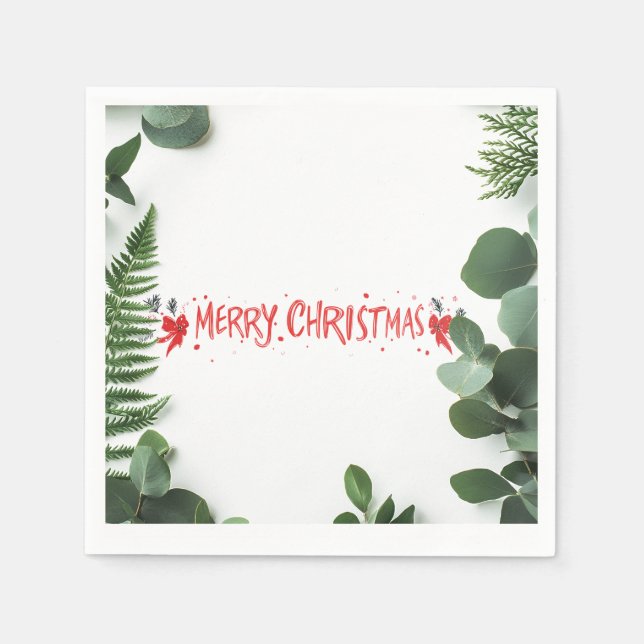 Serviette En Papier Élégante serviettes vertes "Joyeux Noël" (Devant)