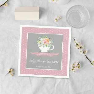 Serviette En Papier Elégante Teacup Floral Teacup Baby shower Tea Part
