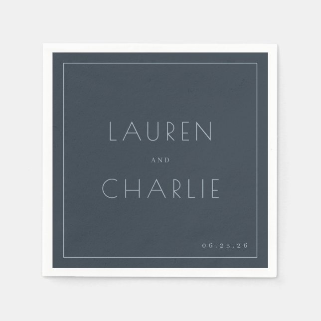 Serviette En Papier Élégante Typographie Marine (Devant)