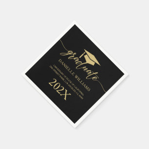 Serviette En Papier Élégante typographie or sur un Arrière - plan noir