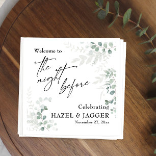 Serviette En Papier Élégante verdure Bienvenue à la veille