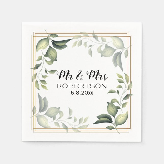 Serviette En Papier Élégante verdure botanique (Devant)