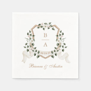 Serviette En Papier Élégante verdure Branche Ivy Crest Mariage