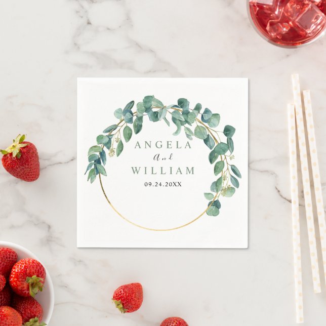 Serviette En Papier Elégante verdure Eucalyptus Feuille Mariage (En situation)