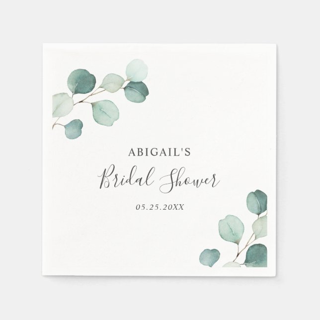 Serviette En Papier Élégante verdure Fête de mariage rustique Eucalypt (Devant)