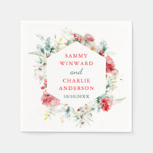 Serviette En Papier Elégante verdure Florale Mariage d'hiver