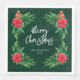 Serviette En Papier Élégante verdure hivernale