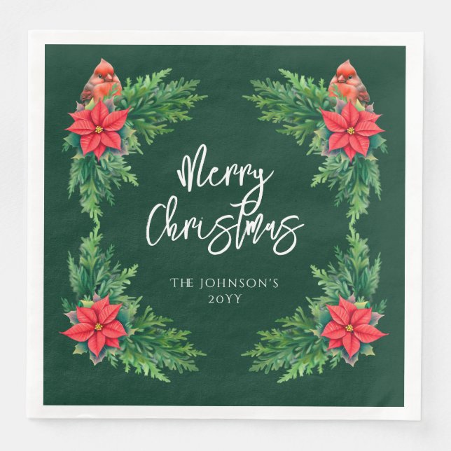 Serviette En Papier Élégante verdure hivernale (Devant)