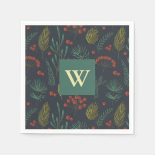 Serviette En Papier Élégante verdure hivernale de Noël Botanique