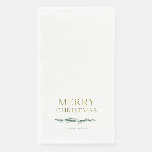 Serviette En Papier Élégante verdure hivernale Joyeux Noël (Devant)