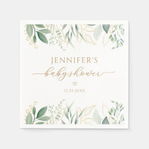 Serviette En Papier Élégante verdure Or Genre Baby shower neutre