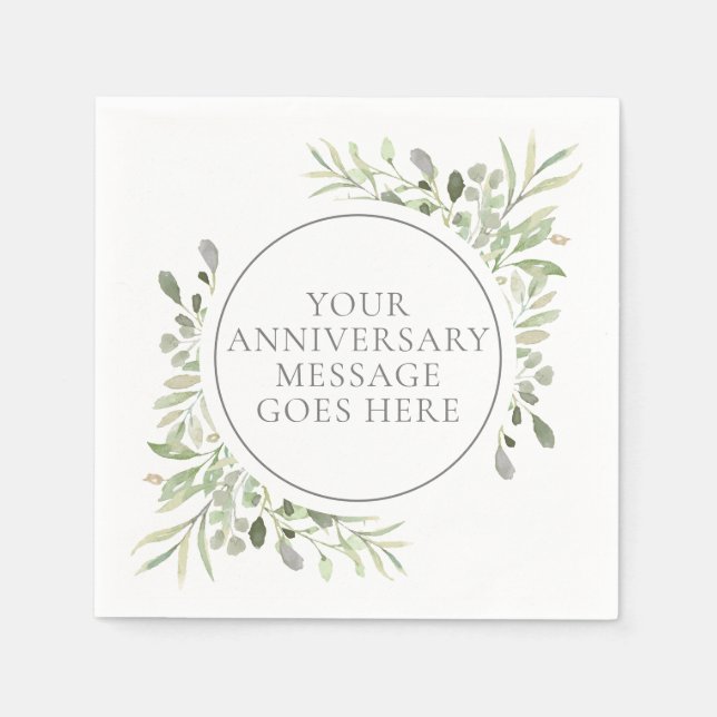 Serviette En Papier Élégante verdure pour les 25 ans de mariage (Devant)