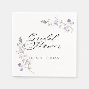 Serviette En Papier Elégante Violet Floral Bridal Shower Invitation
