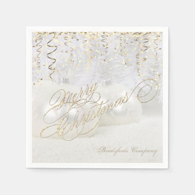 Serviette En Papier Élégantes boules de Noël, Confetti d'or (Devant)